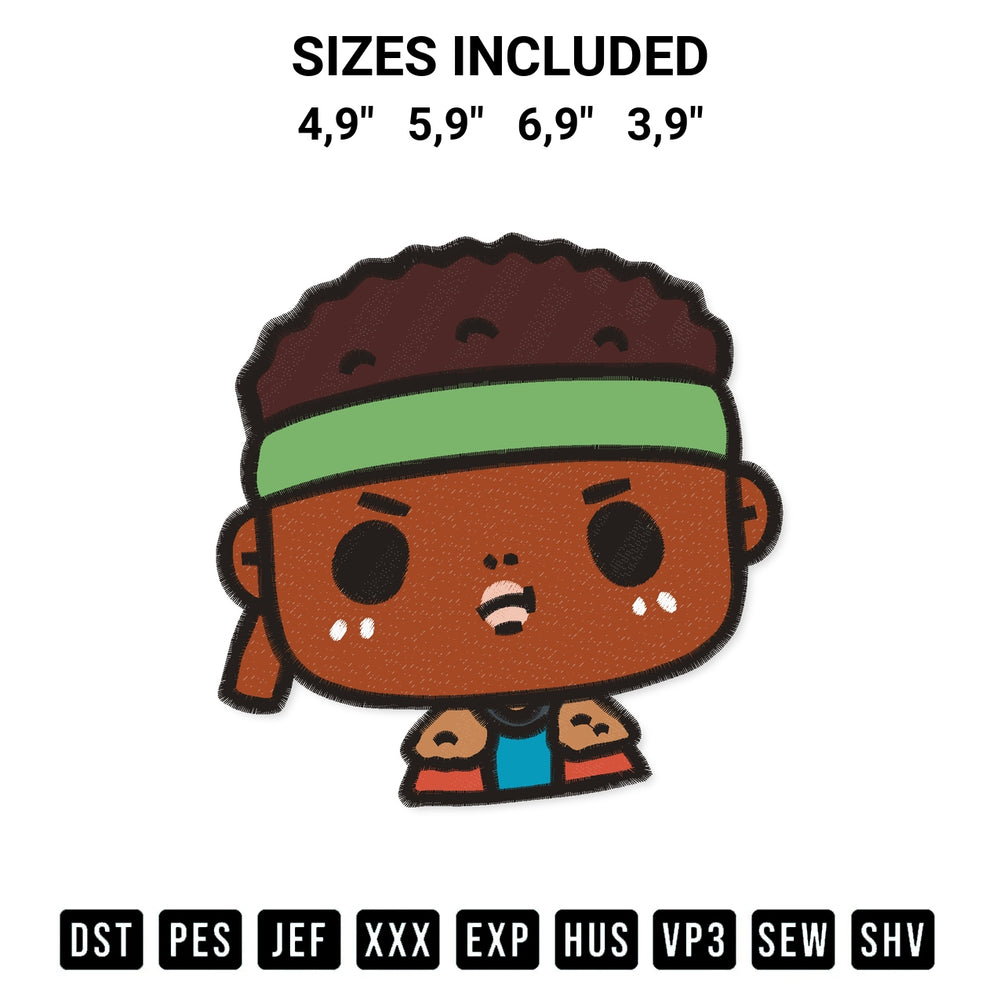 Stitch like a pro with the Chibi Lucas Stranger Things Kids Logo Embroidery Design embroidery pattern from Designspacks.com. High-quality digital machine embroidery file. Available sizes: 4,9", 5,9", 6,9", 3,9".