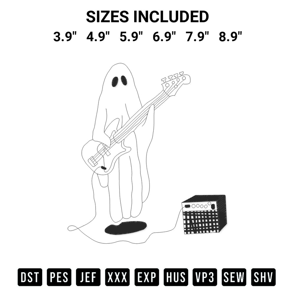 Elevate your next project with our Ghost Playing Bass Guitar Embroidery Design embroidery file. Shop high-quality digital patterns instantly at Designspacks.com. Available sizes: 3.9", 4.9", 5.9", 6.9", 7.9", 8.9".