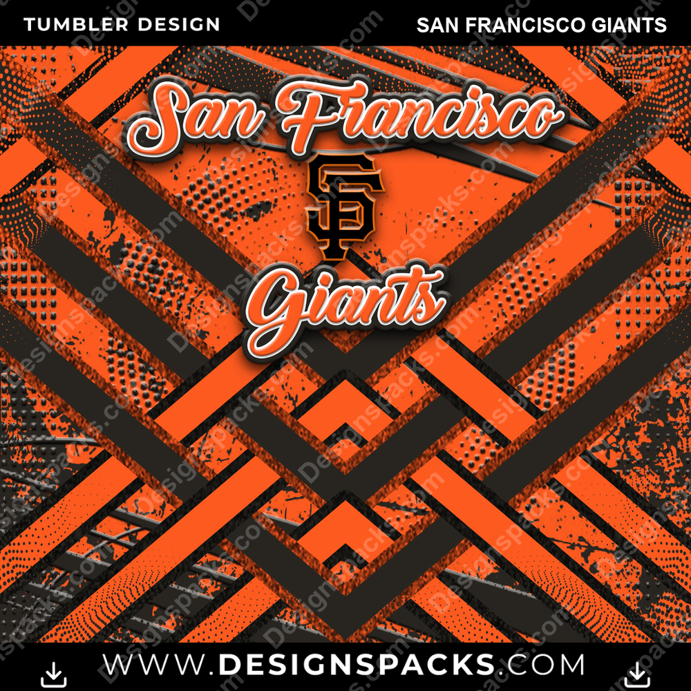 Baseball Glitter Stripe San Francisco Giants Tumbler Digital Wrap Design