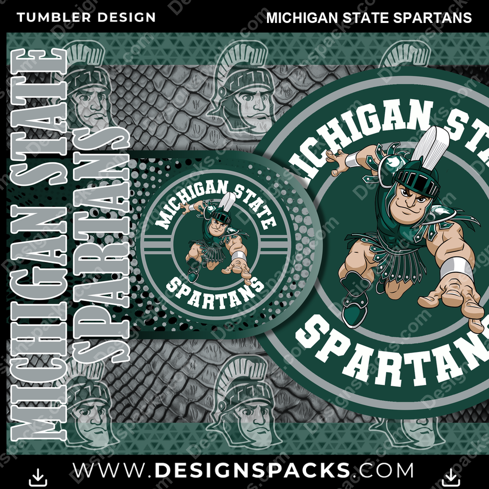 College Sport Hyper Michigan State Spartans Tumbler Digital Wrap Design