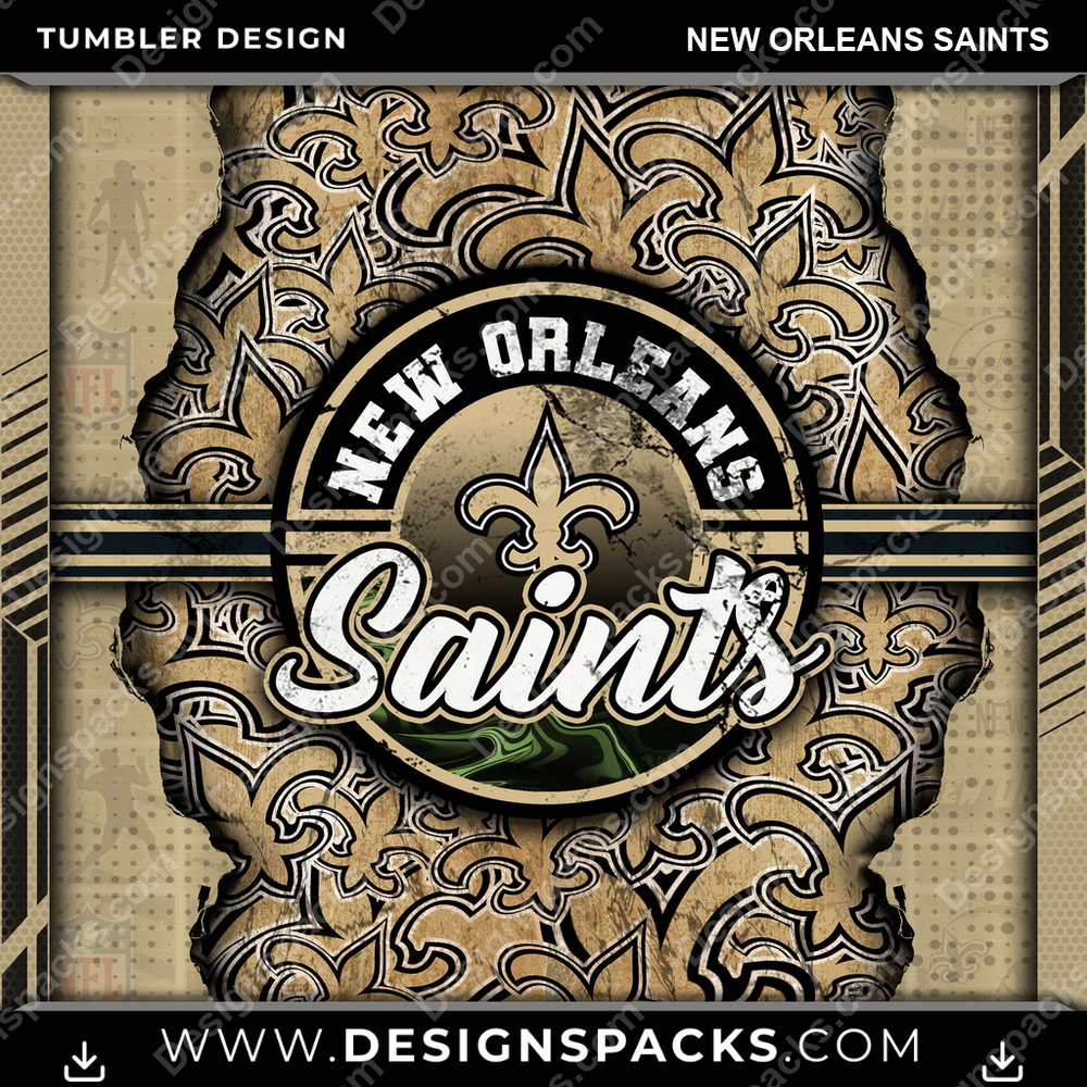 Football Ripped New Orleans Saints Tumbler Digital Wrap Design