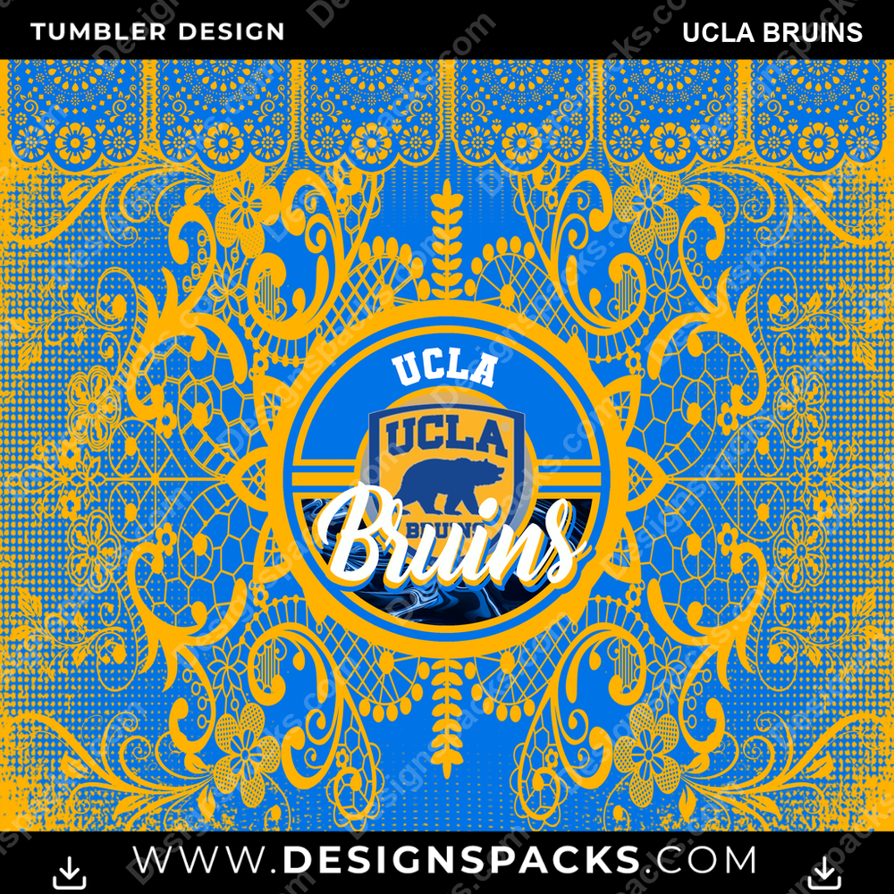 College Sport Lace & Logo UCLA Bruins NCAA College Sport Tumbler Digital Wrap Design Download