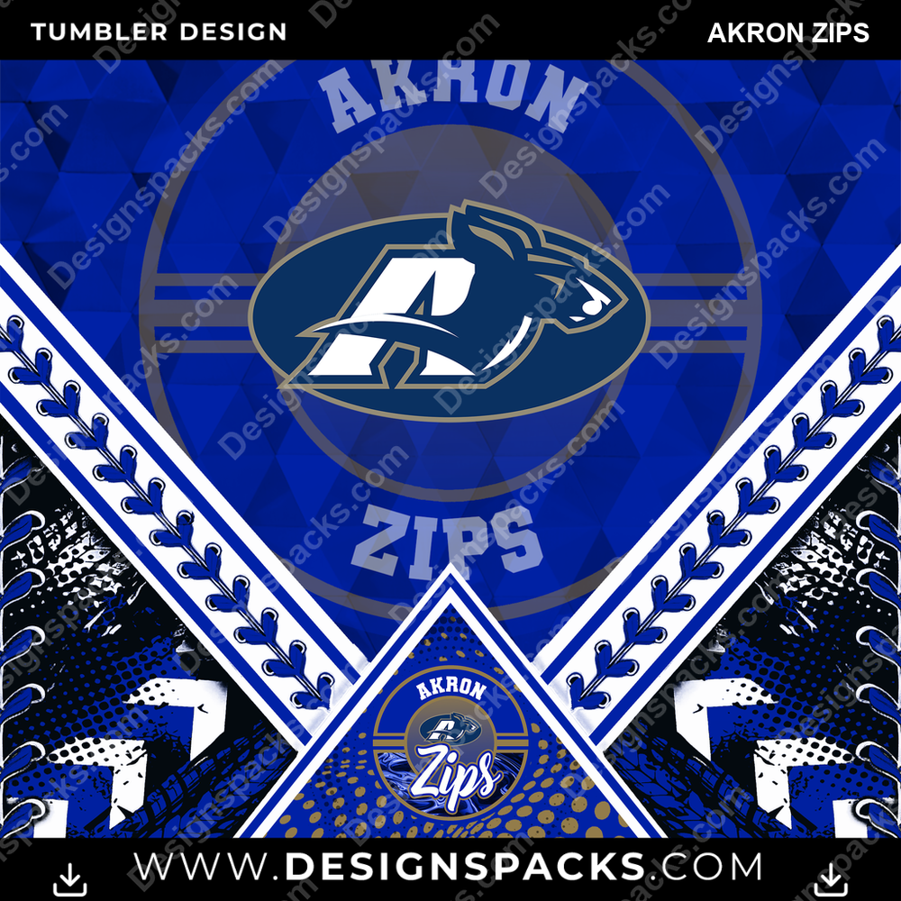 College Sport Diamond Akron Zips Tumbler Digital Wrap Design