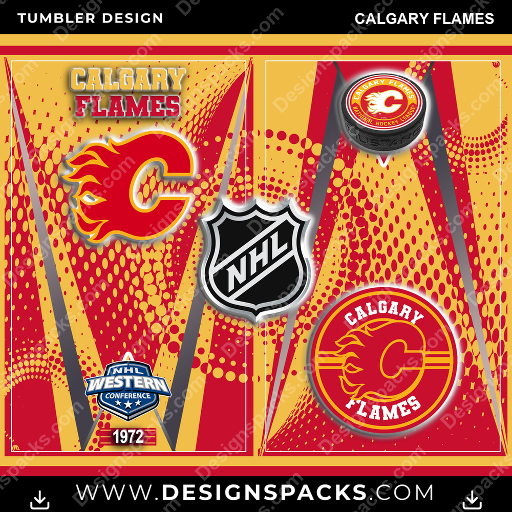 Ice Hockey Team Logo Calgary Flames Tumbler Digital Wrap Design