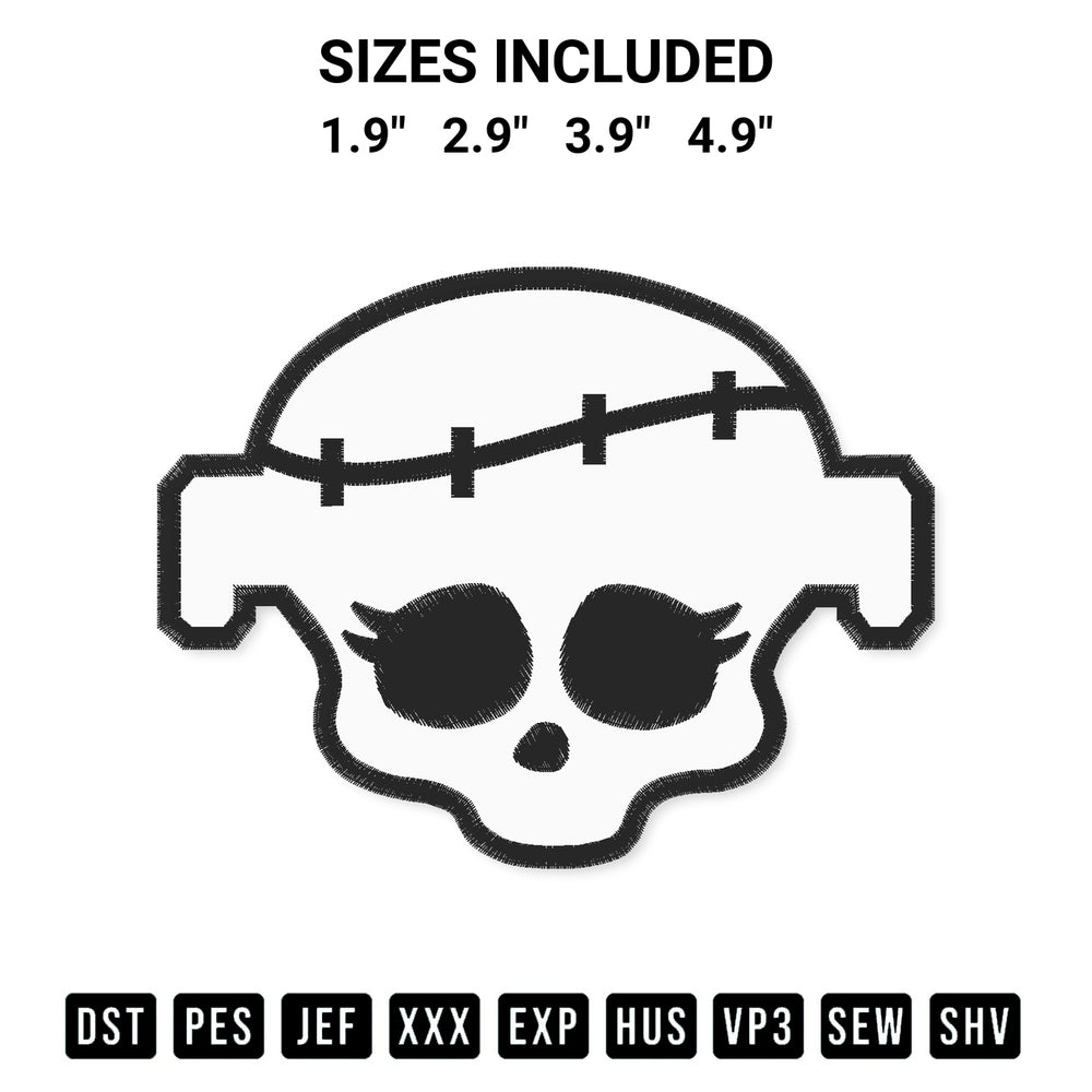 Get the Frankie Head Monster High Embroidery Design embroidery design for your custom crafts! Premium digitized files available for instant download at Designspacks.com. Available sizes: 1.9", 2.9", 3.9", 4.9".