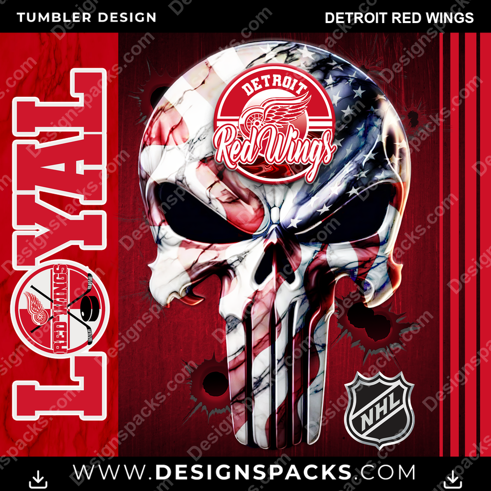 Hockey Loyal Detroit Red Wings NHL Hockey Tumbler Digital Wrap Design Download