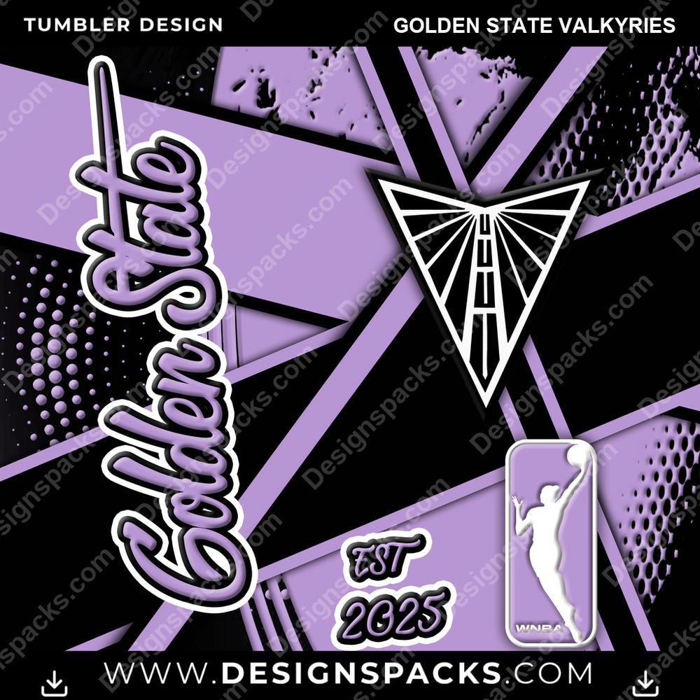 Basketball Team Sport Golden State Valkyries NBA Basketball Tumbler Digital Wrap Design Download