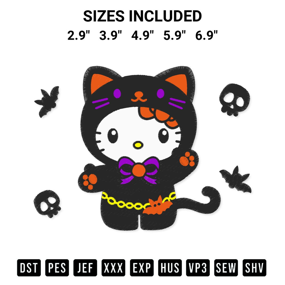 Looking for the perfect pattern? Download the Hello Kitty Black Cat Embroidery Design embroidery design today at Designspacks.com. Crisp, clean stitching guaranteed. Available sizes: 2.9", 3.9", 4.9", 5.9", 6.9".