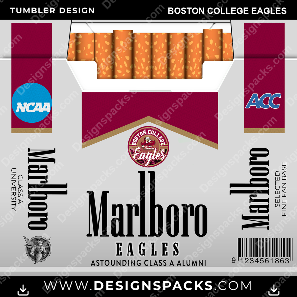 College Sport Marlboro Boston College Eagles NCAA College Sport Tumbler Digital Wrap Design Download
