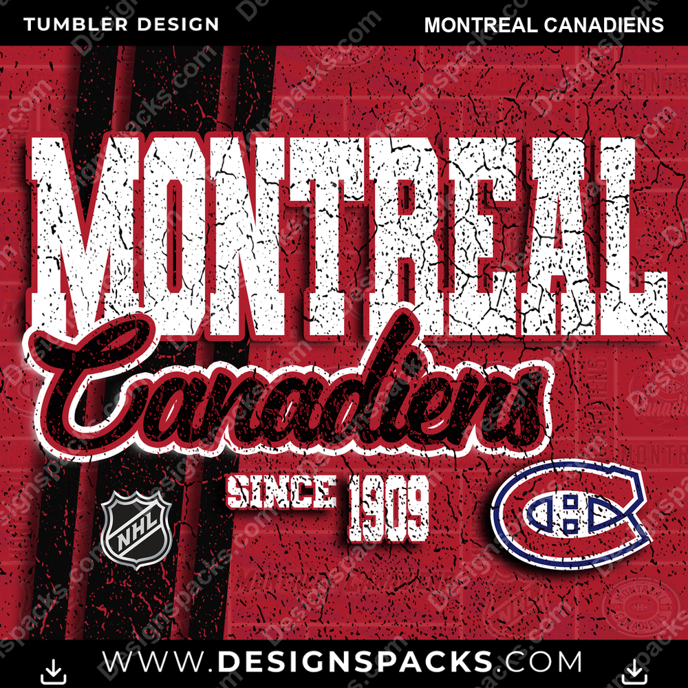 Hockey Grunge Montreal Canadiens NHL Hockey Tumbler Digital Wrap Design Download