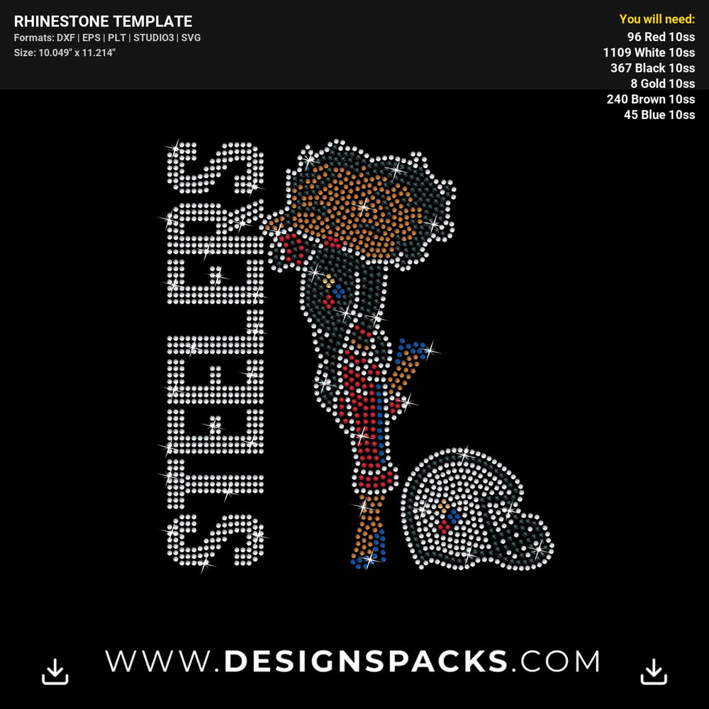 Betty Boop Steelers Rhinestone Digital Template
