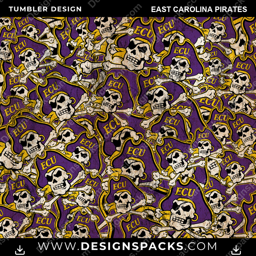 College Sport Logo BG East Carolina Pirates Tumbler Digital Wrap Design