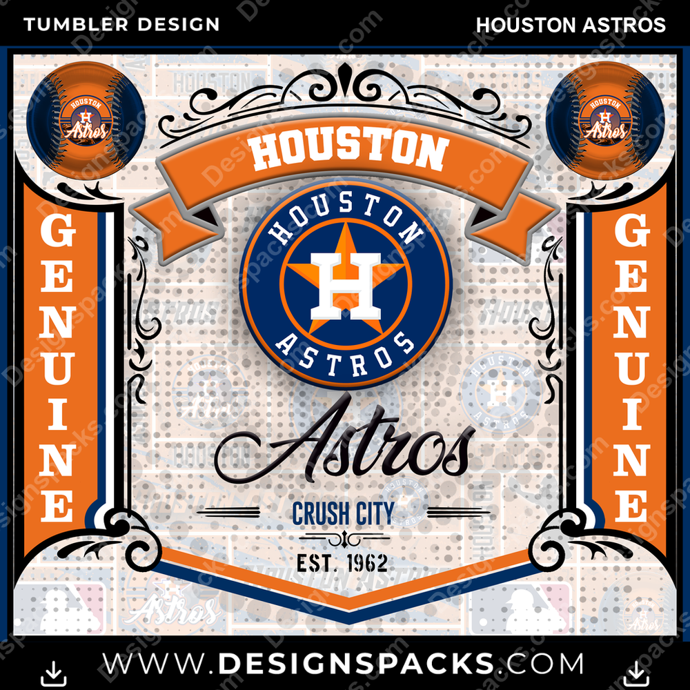 Baseball Bud Houston Astros V3 Tumbler Digital Wrap Design