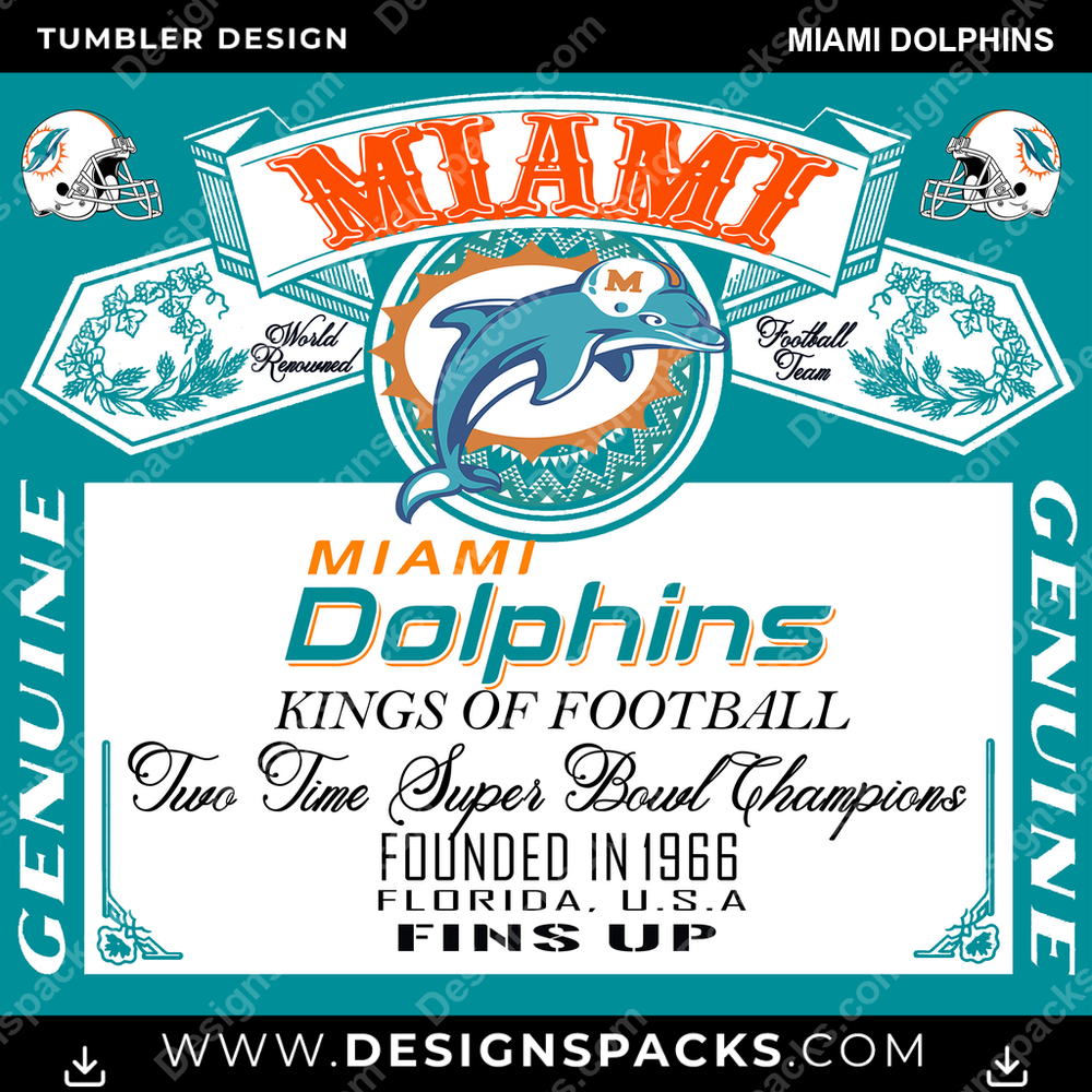 Football Bud Miami Dolphins Tumbler Digital Wrap Design