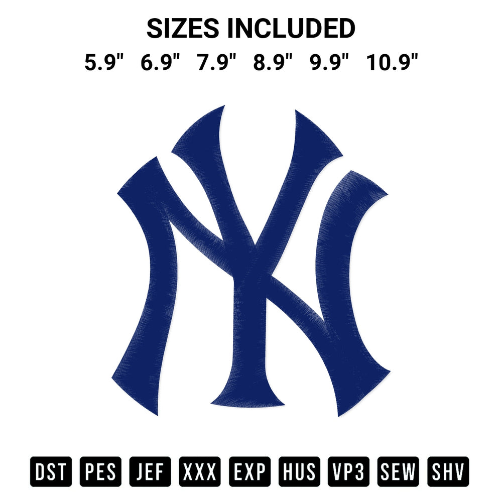 Add a unique touch to your apparel with the New York Yankees Embroidery Design embroidery file. Premium instant download available now on Designspacks.com. Available sizes: 5.9", 6.9", 7.9", 8.9", 9.9", 10.9".
