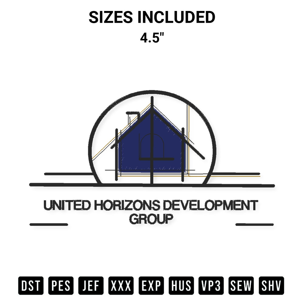 Create amazing crafts with the United Horizons Development Group Embroidery Design embroidery file. High-quality digital download from Designspacks.com, perfect for beginners and pros. Available sizes: 4.5".