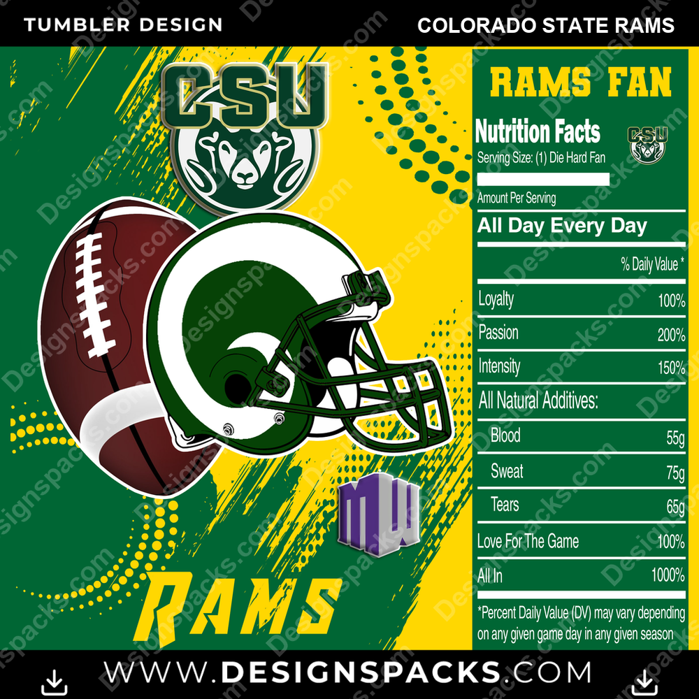 College Sport Team Fan CFB Colorado State Rams NCAA College Sport Tumbler Digital Wrap Design Download