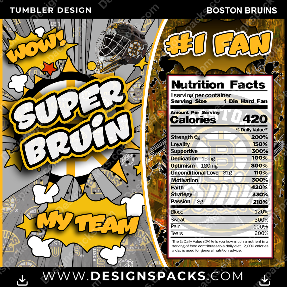 Hockey Super Team Boston Bruins Tumbler Digital Wrap Design