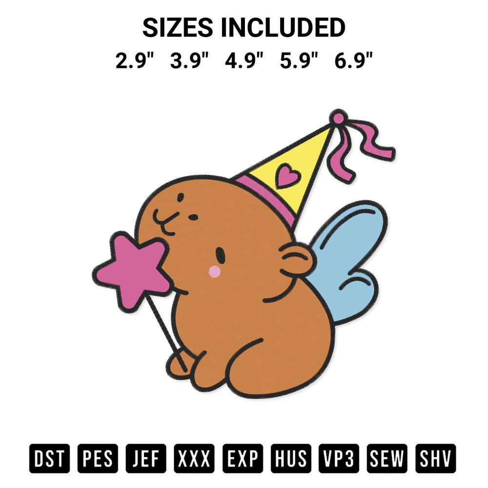 Looking for the perfect pattern? Download the Capybara With Party Hat Embroidery Design embroidery design today at Designspacks.com. Crisp, clean stitching guaranteed. Available sizes: 2.9", 3.9", 4.9", 5.9", 6.9".