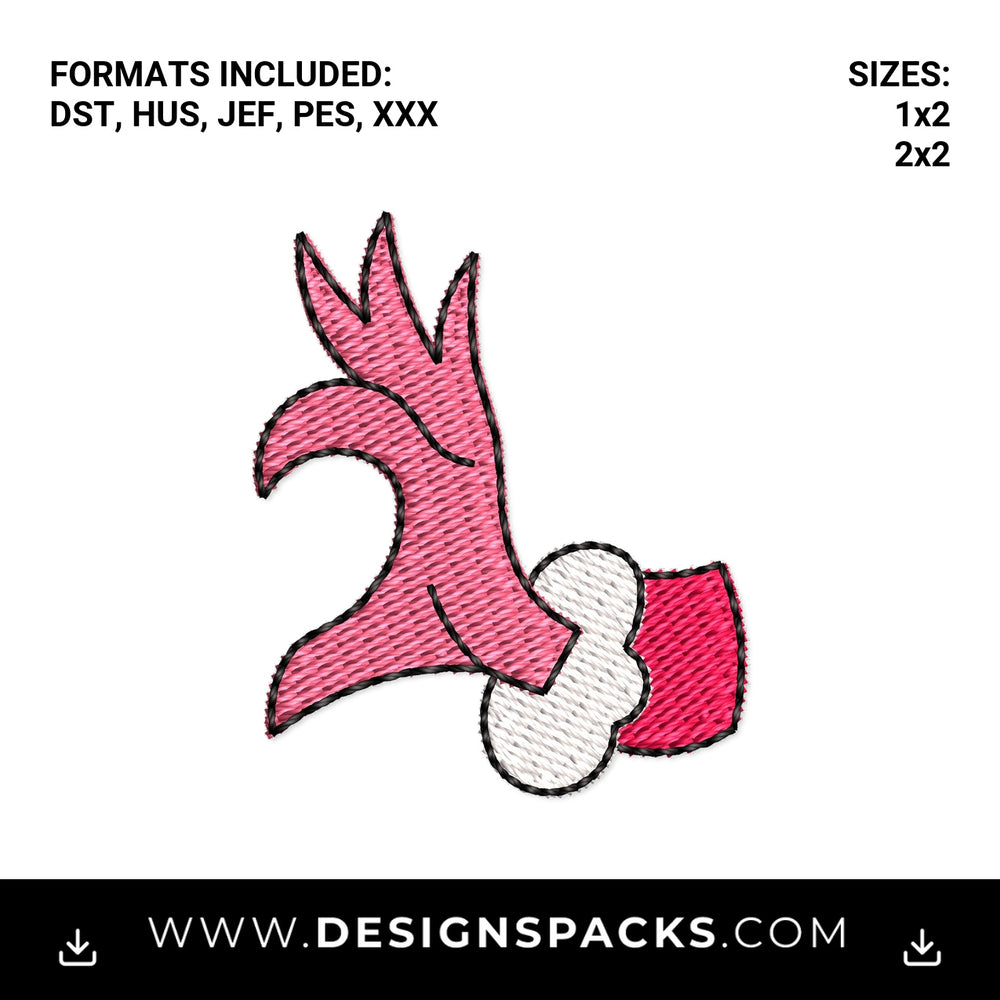 Pink Grinch Hand Half Heart Embroidery Design - Instant digital download pattern at Designspacks.com