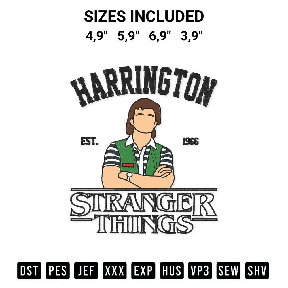 Shop the Steve Harrington Stranger Things Logo Embroidery Design machine embroidery pattern at Designspacks.com. Beautifully digitized for flawless stitching on any fabric. Available sizes: 4,9", 5,9", 6,9", 3,9".