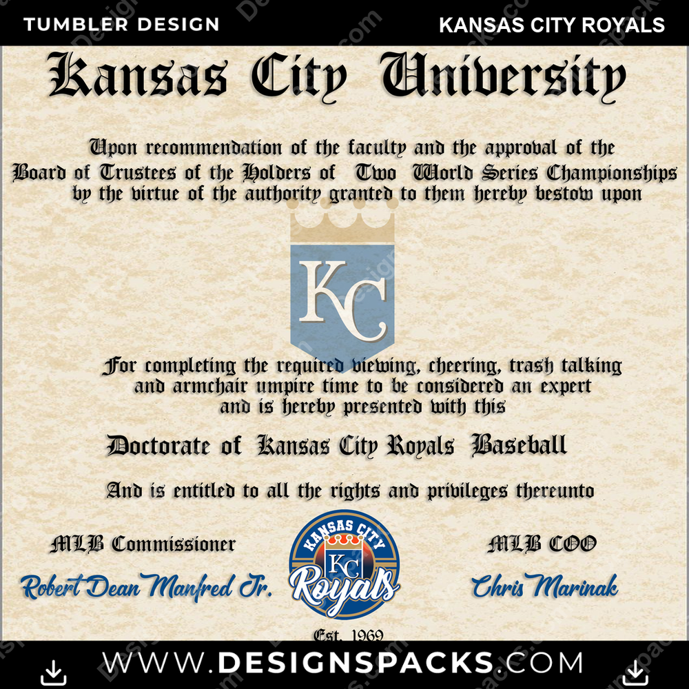 Baseball-Diplom Kansas City Royals Tumbler Digital-Wrap-Design