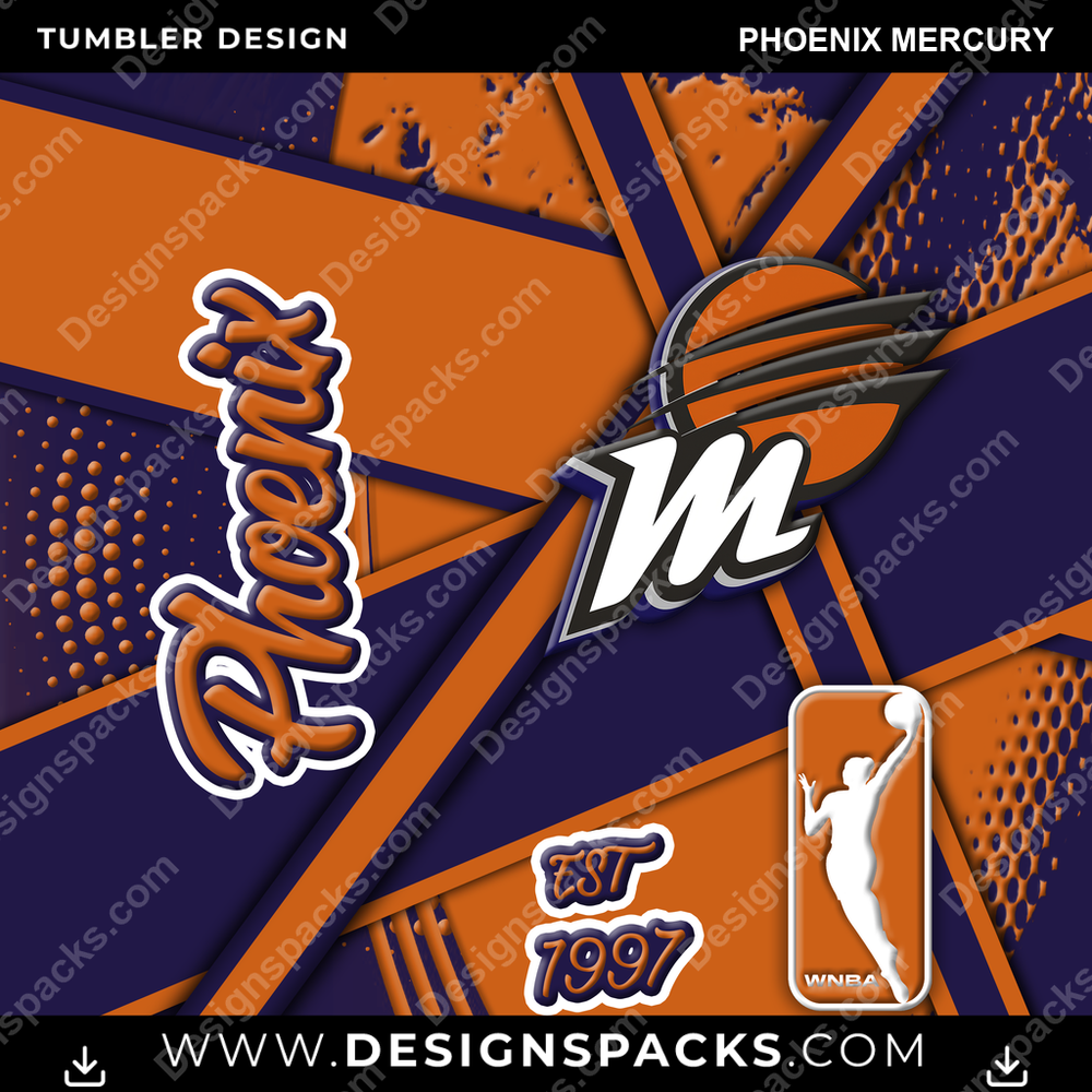 Basketball Team Sport Phoenix Mercury Tumbler Digital Wrap Design