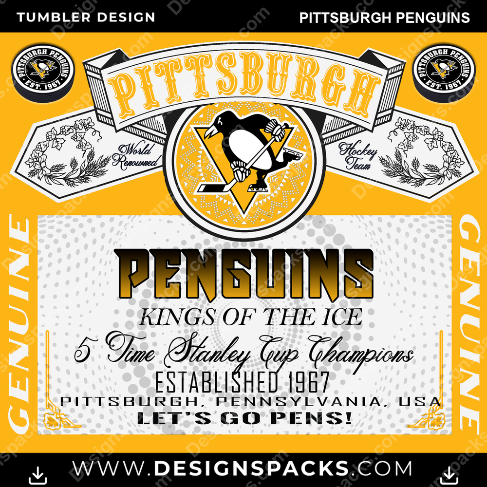 Hockey Budweiser Pittsburgh Penguins Tumbler Digital Wrap Design
