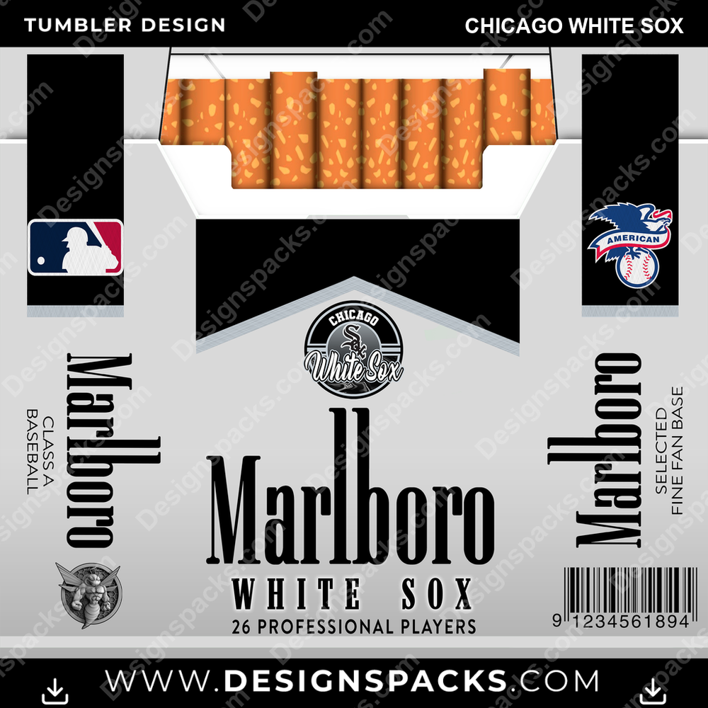 Baseball Marlboro Chicago White Sox Tumbler Digital Wrap Design