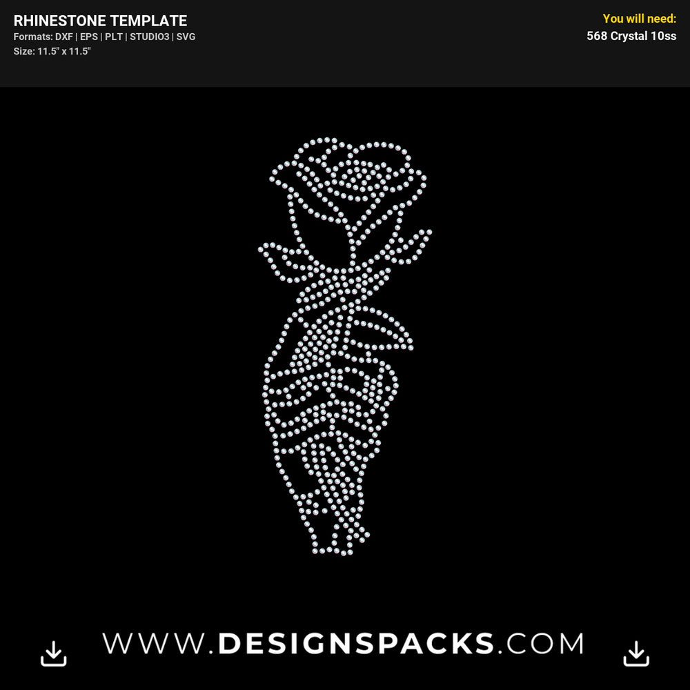 Skeleton Hand Rose Rhinestone Digital Template