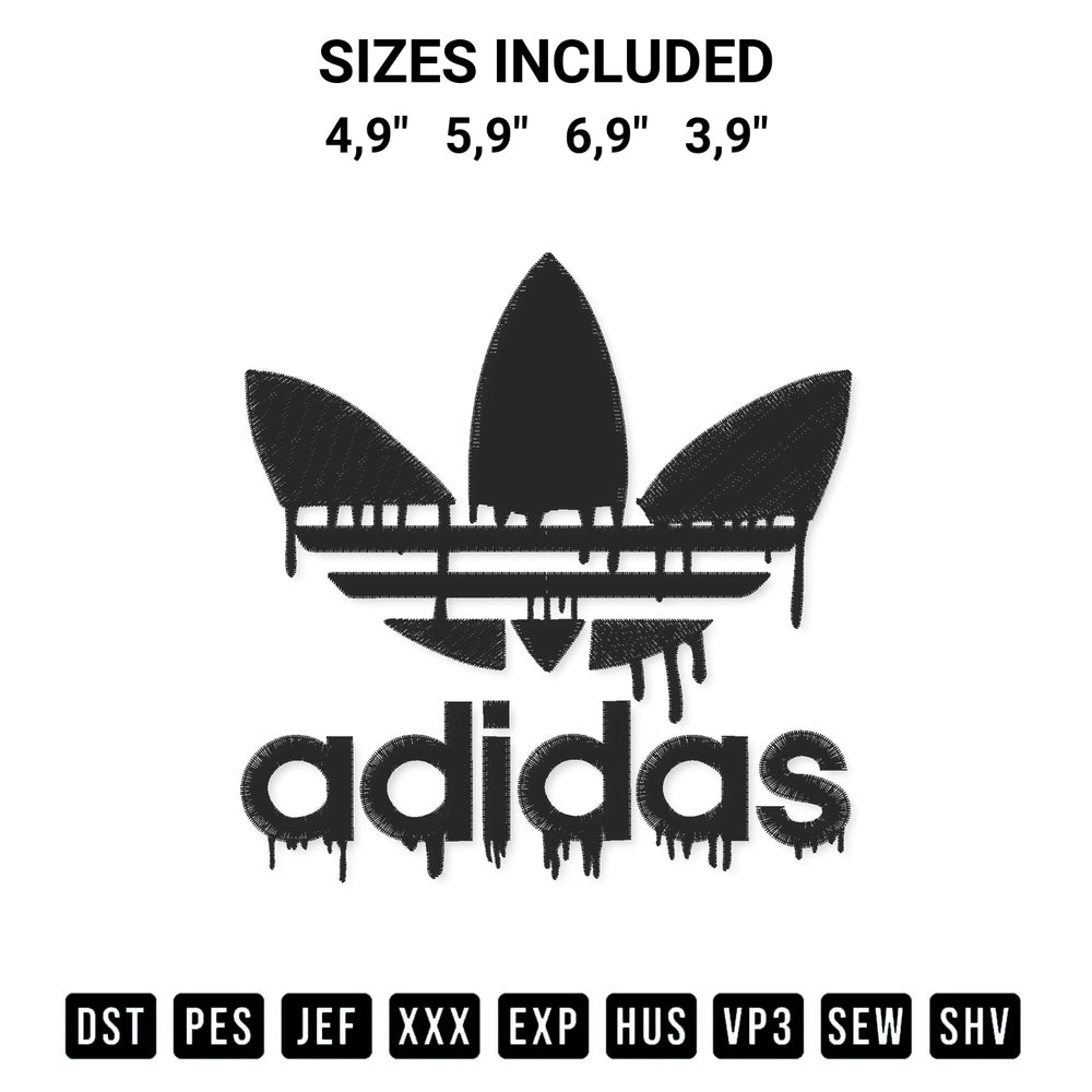 Add a unique touch to your apparel with the Adidas Dripping Logo Embroidery Design embroidery file. Premium instant download available now on Designspacks.com. Available sizes: 4,9", 5,9", 6,9", 3,9".
