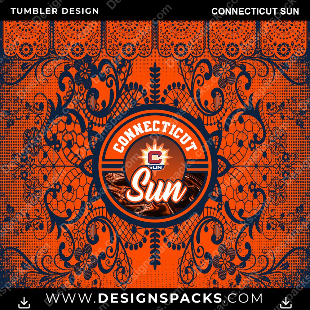 Basketball Lace & Logo Connecticut Sun Tumbler Digital Wrap Design