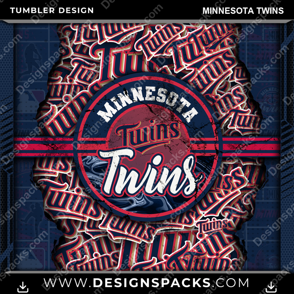Baseball Ripped Minnesota Twins Tumbler Digital Wrap Design