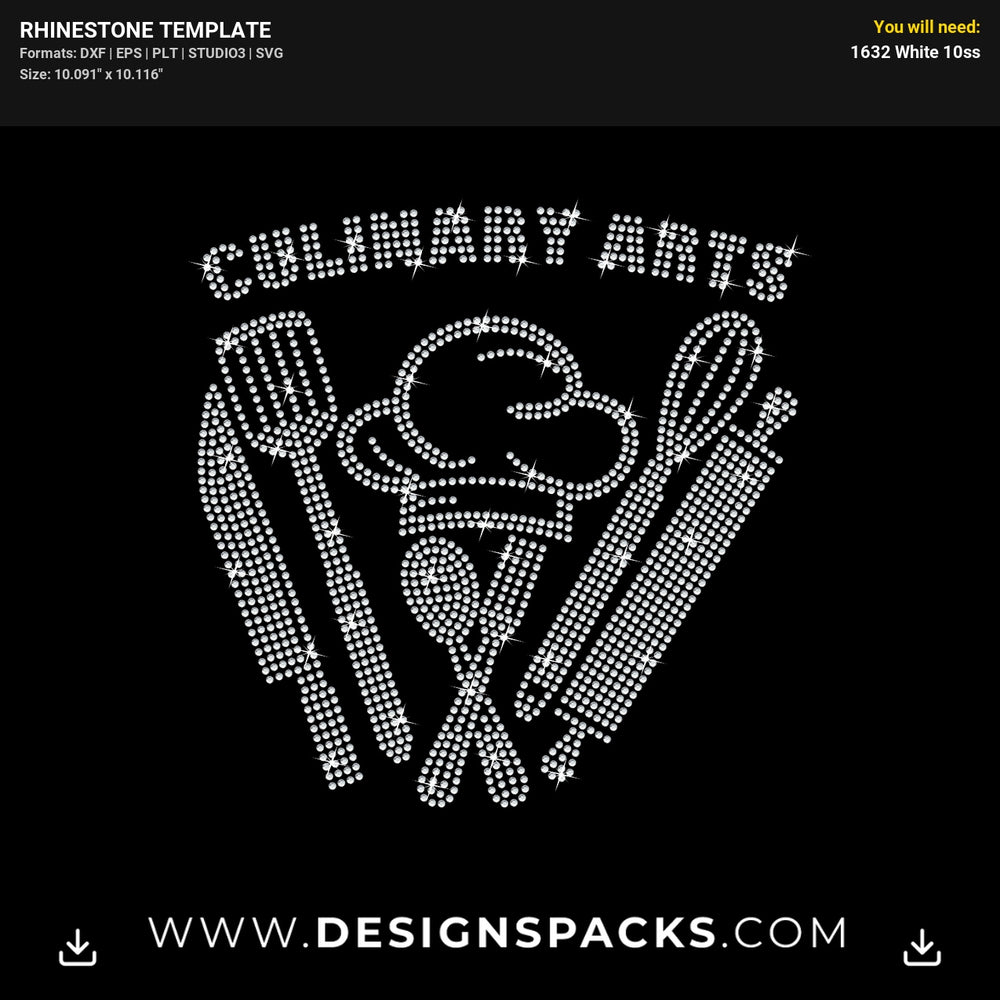 Culinary Arts Tools Rhinestone Digital Template