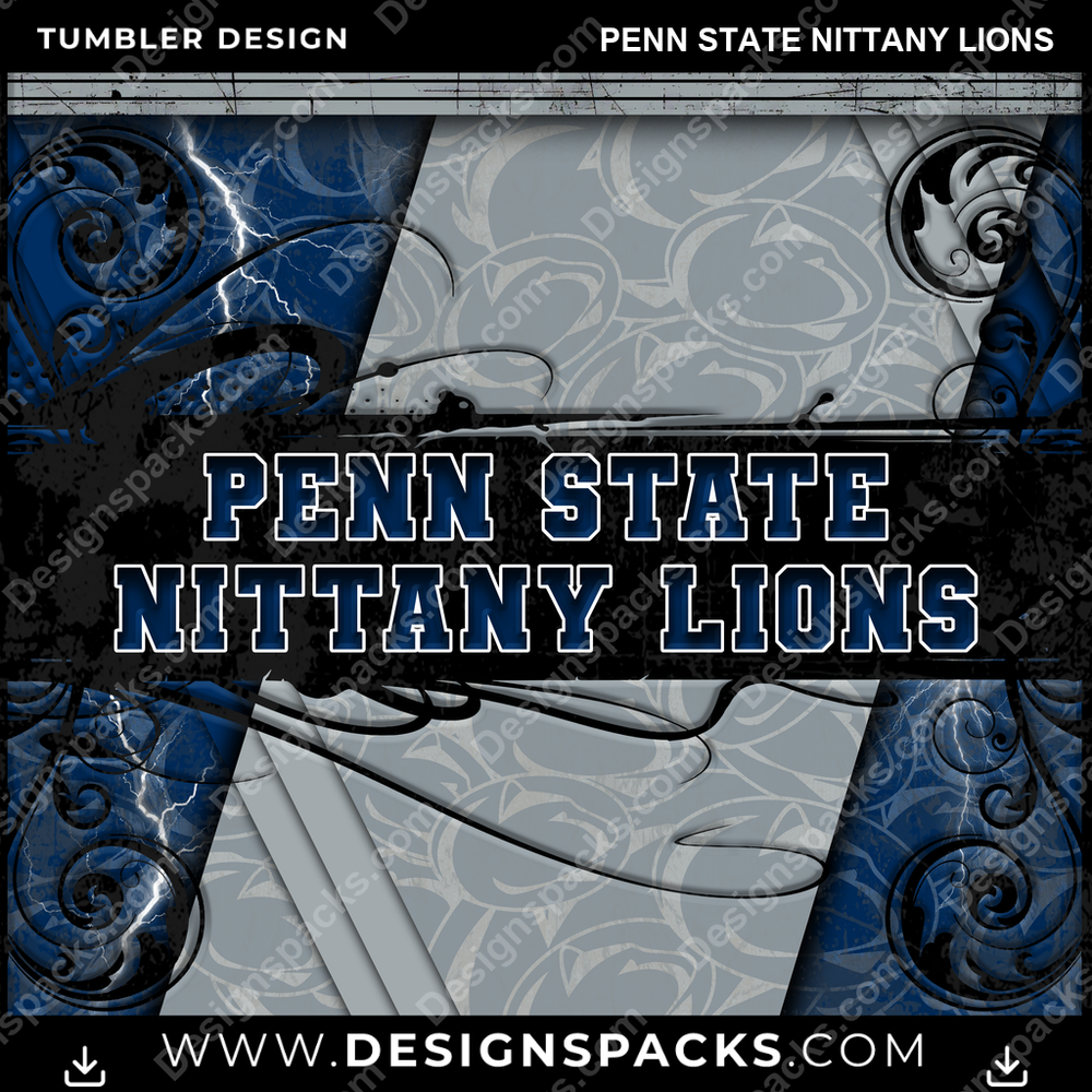 College Sport Elegant Penn State Nittany Lions NCAA College Sport Tumbler Digital Wrap Design Download