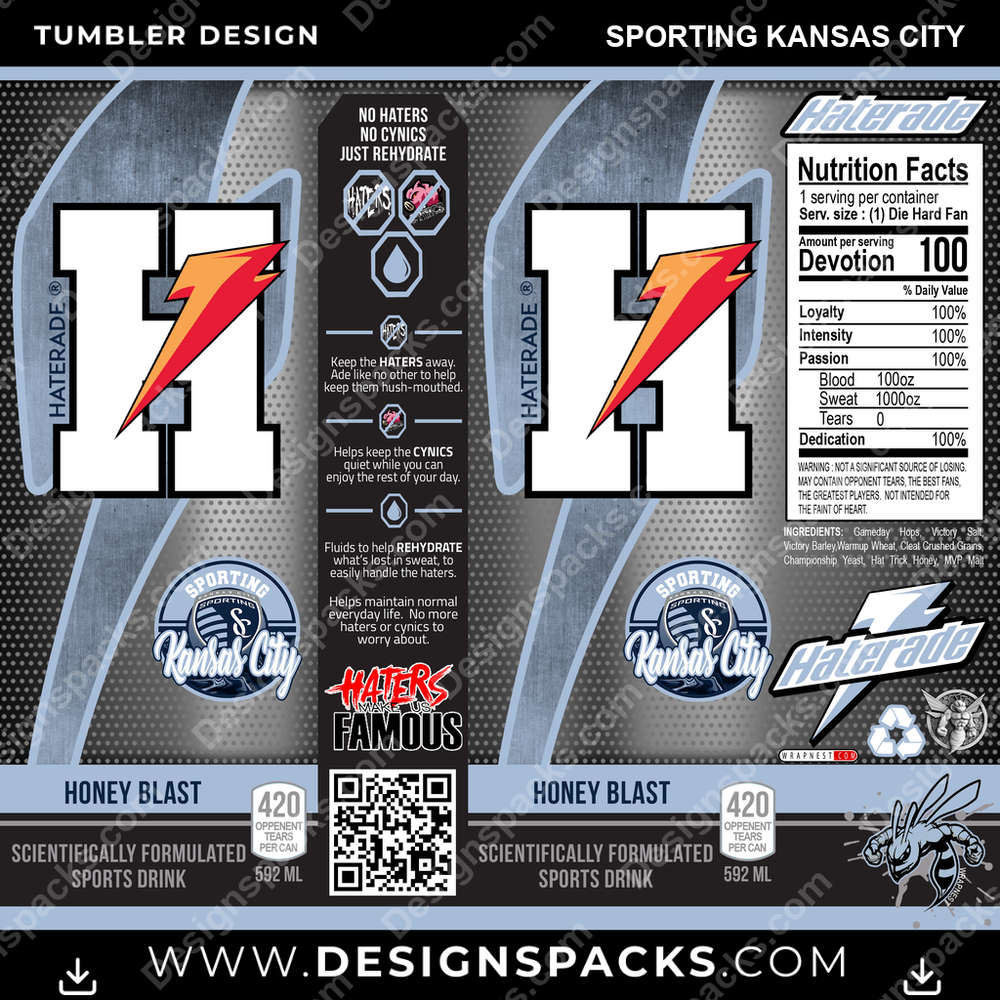 Soccer Haterade Sporting Kansas City Tumbler Digital Wrap Design