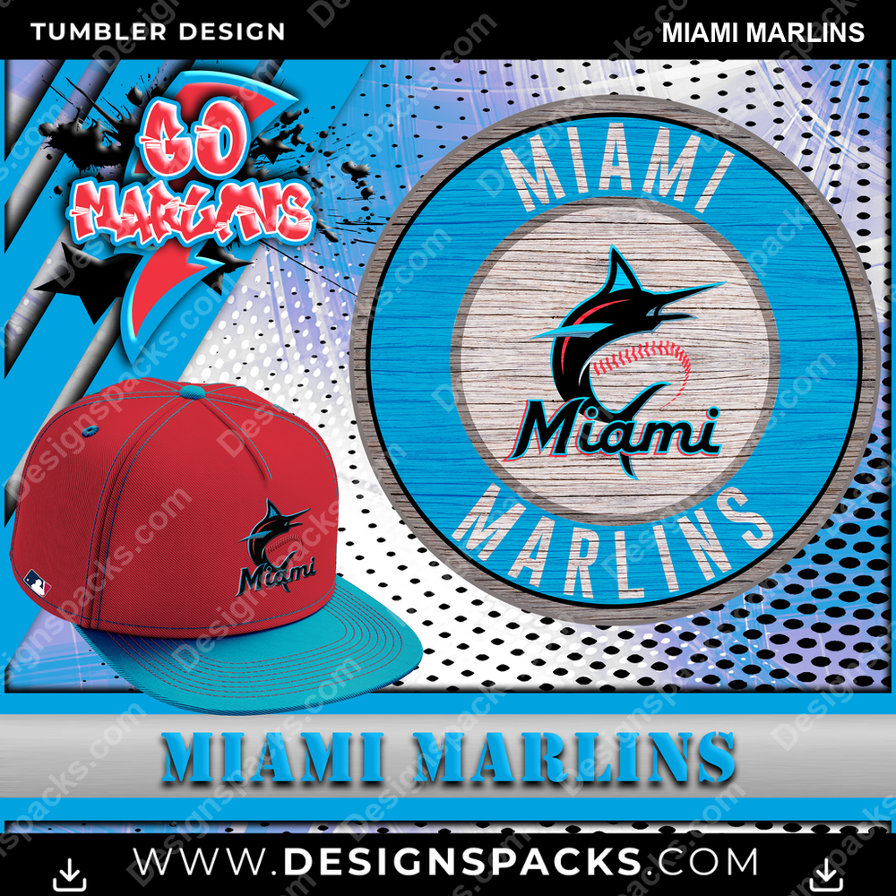 Baseball Go Team Miami Marlins Tumbler Digital Wrap Design