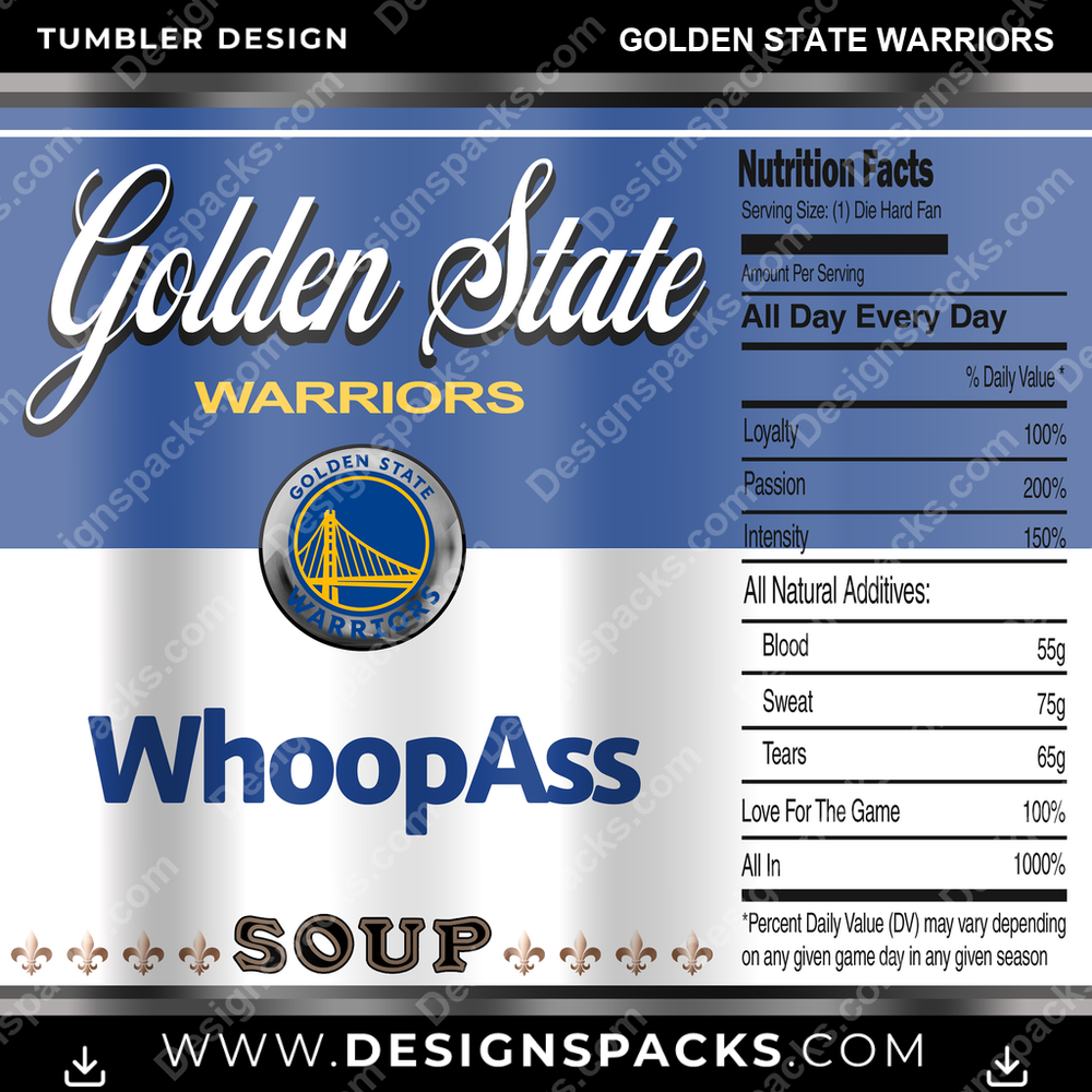 Basketball Soup Can Golden State Warriors Tumbler Digital Wrap Design