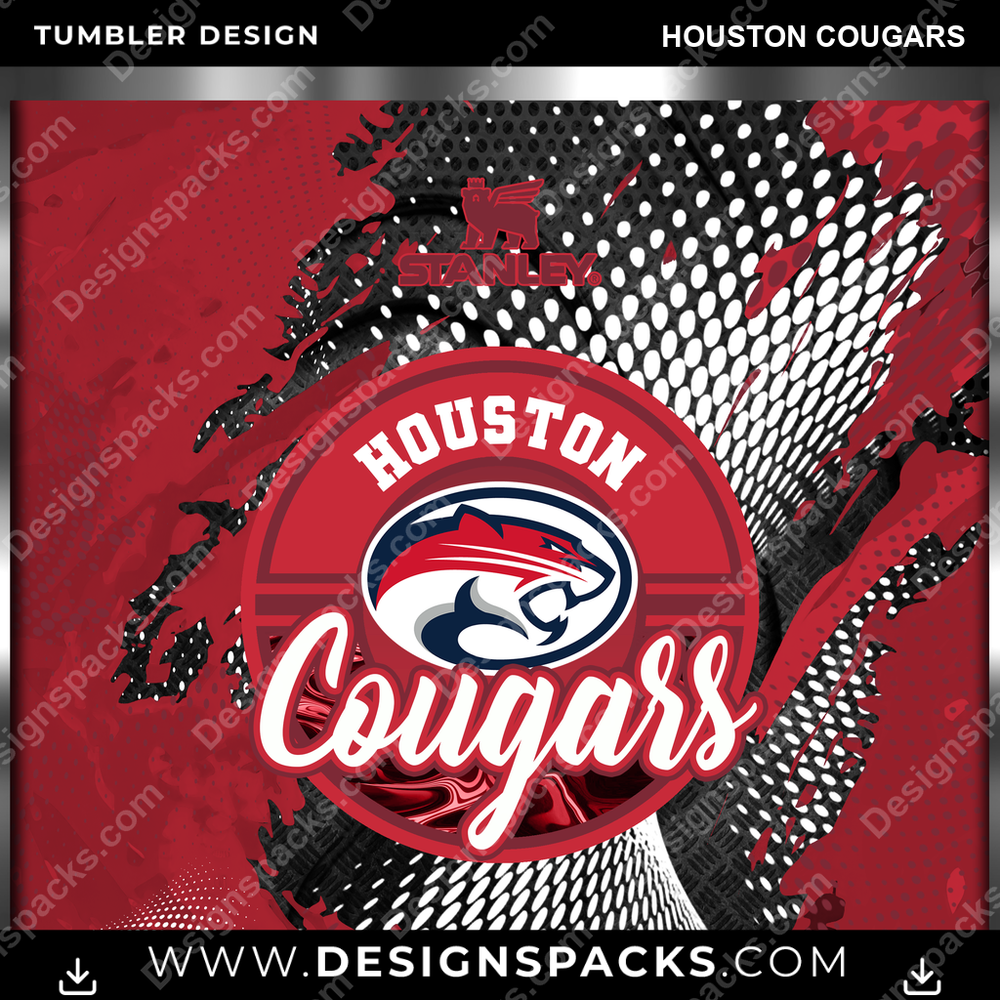 College Sport Stanley Houston Cougars Tumbler Digital Wrap Design