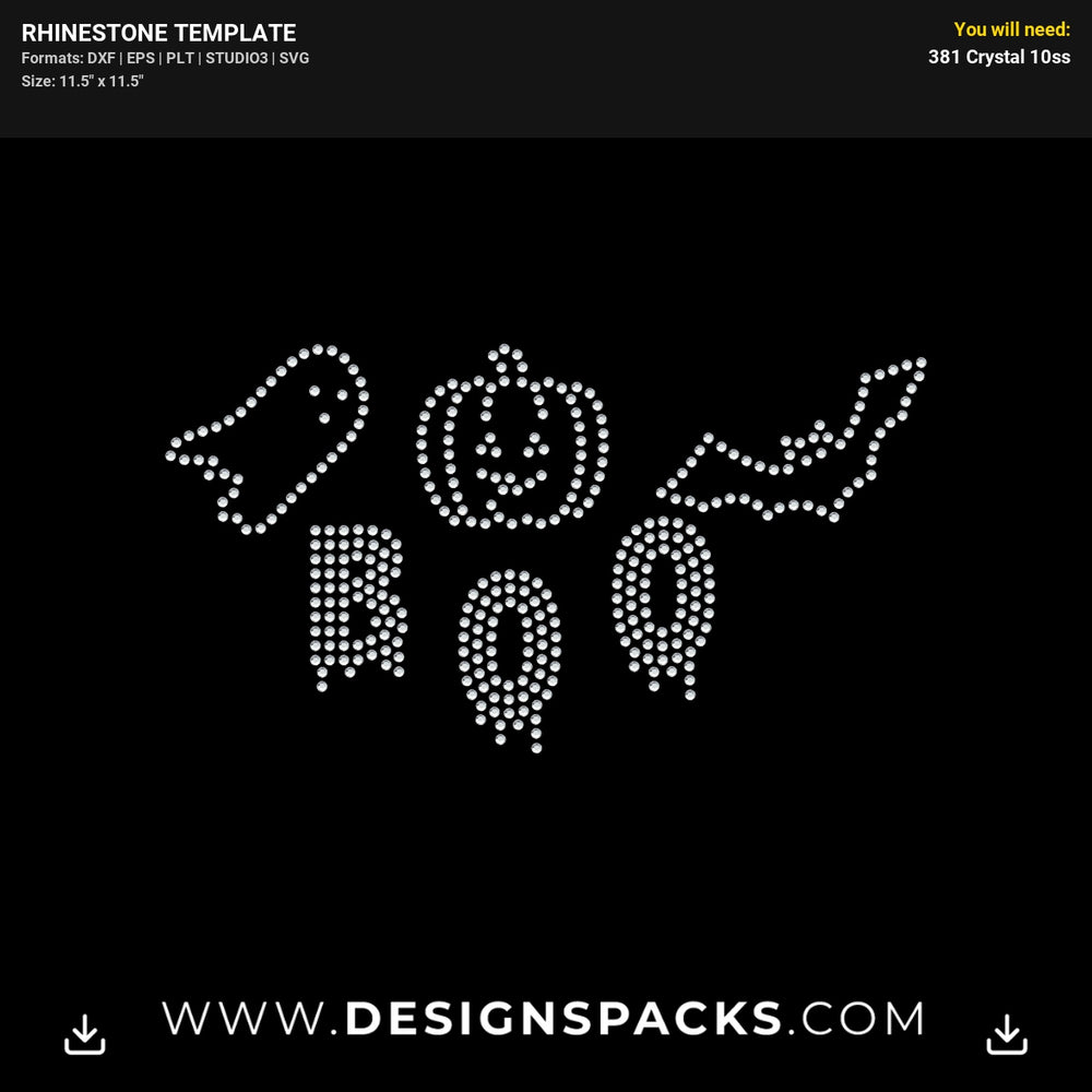 Bat Pumpkin Ghost Boo Rhinestone Digital Template