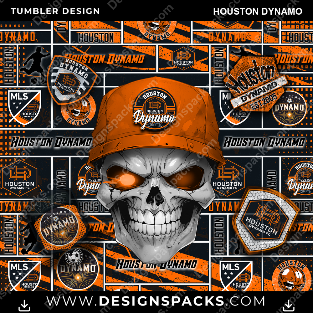 Soccer Skull Houston Dynamo Tumbler Digital Wrap Design
