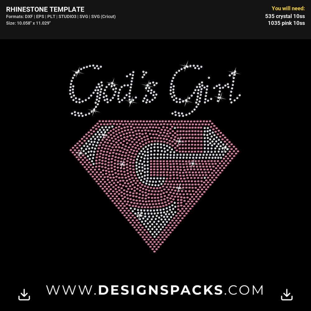 Gods Girl Christian Shirt Rhinestone Digital Template
