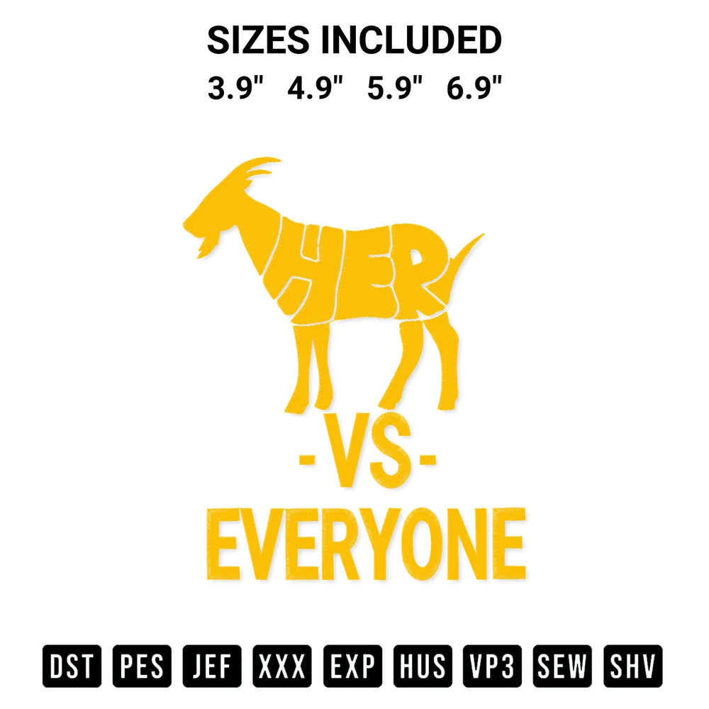 Elevate your next project with our Caitlin Clark Goat Her Vs Everyone Embroidery Design embroidery file. Shop high-quality digital patterns instantly at Designspacks.com. Available sizes: 3.9", 4.9", 5.9", 6.9".