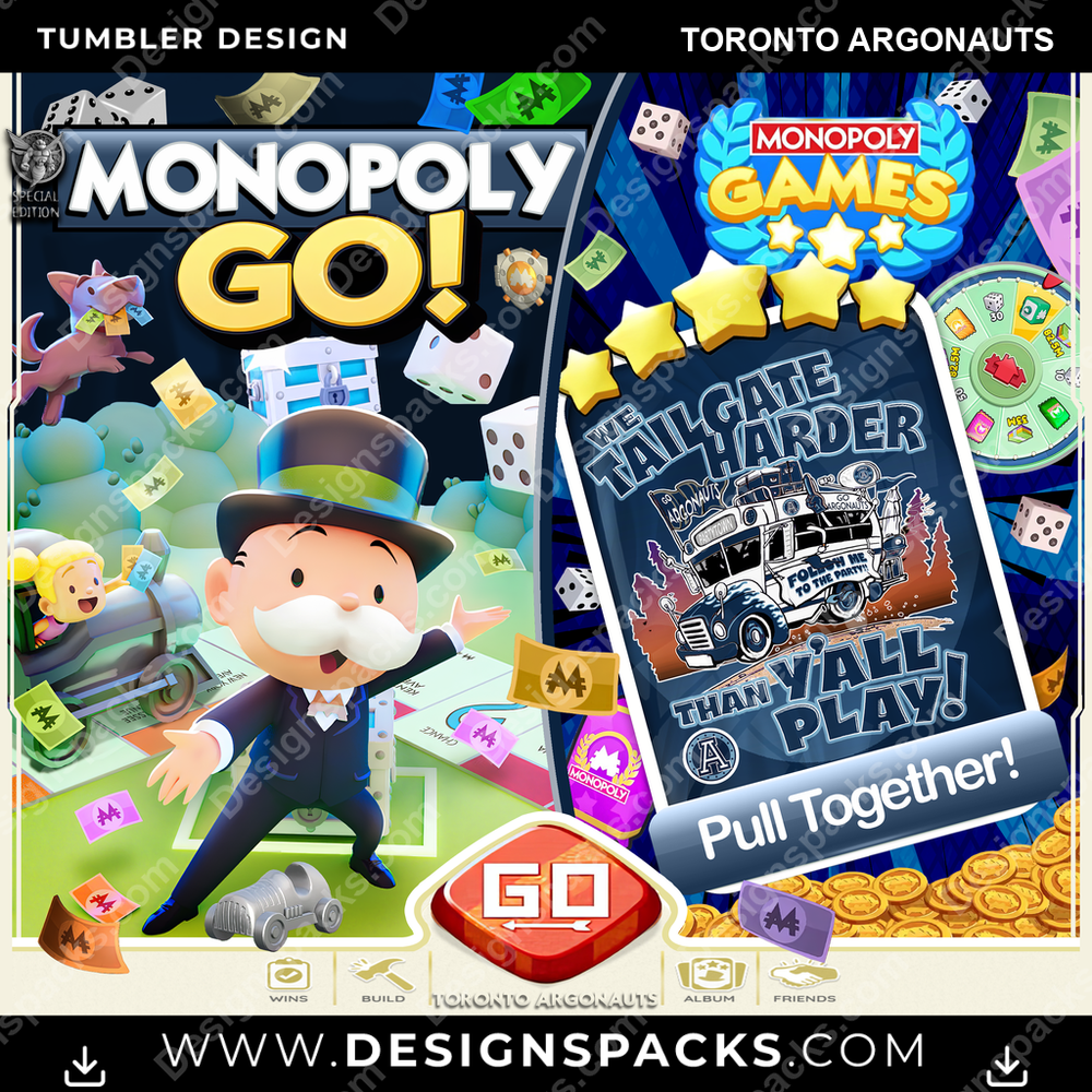 Canada Football Monopoly Go! Toronto Argonauts Tumbler Digital Wrap Design