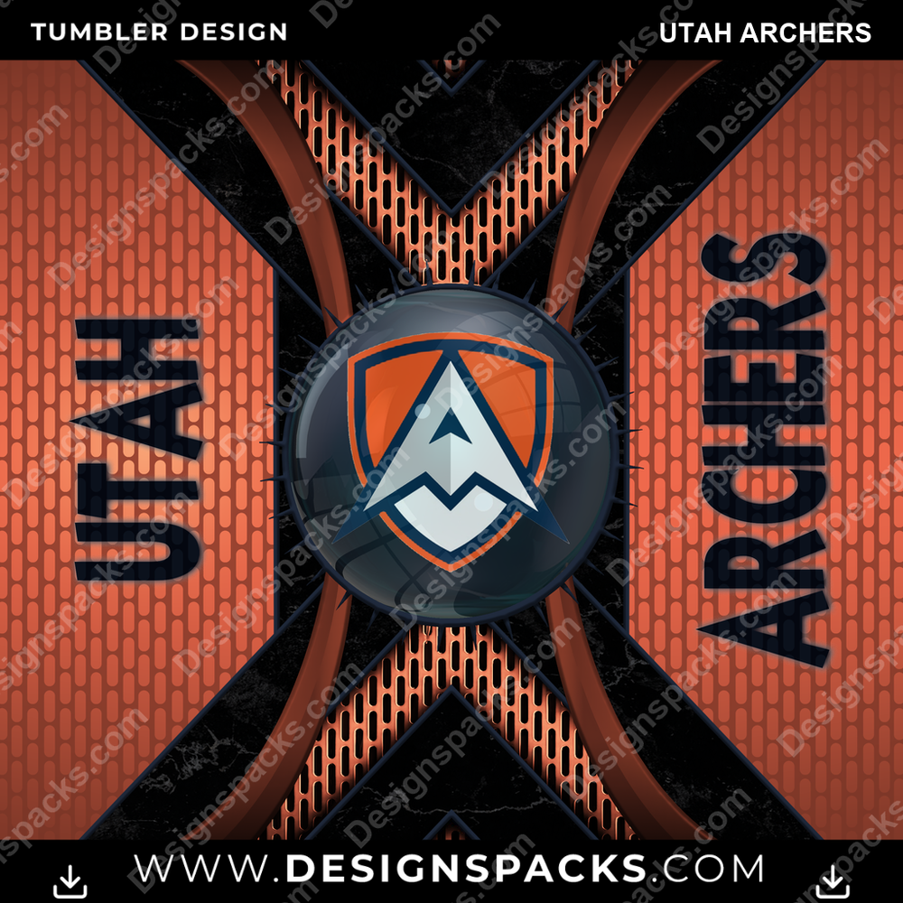 Lacrosse Metal Grating Utah Archers Tumbler Digital Wrap Design