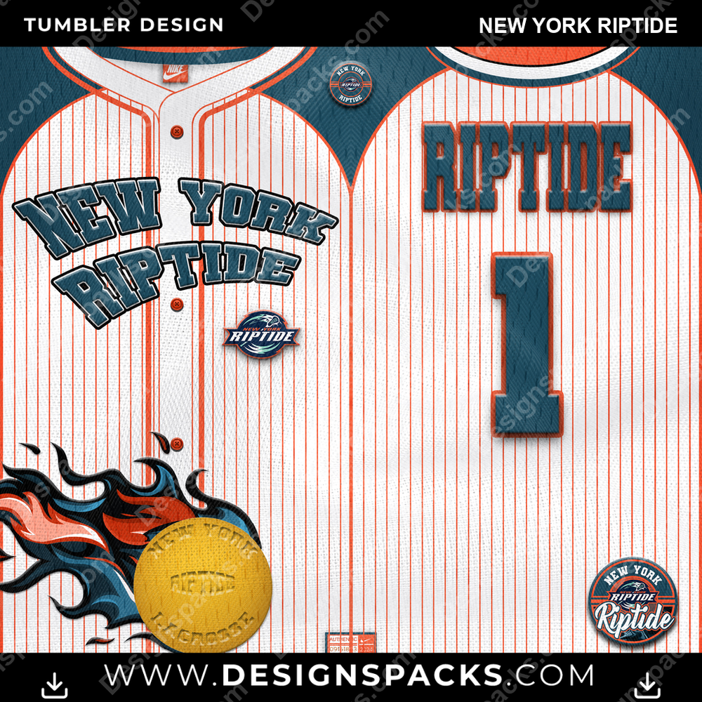 Lacrosse Team Button-Up Jersey New York Riptide Tumbler Digital Wrap Design