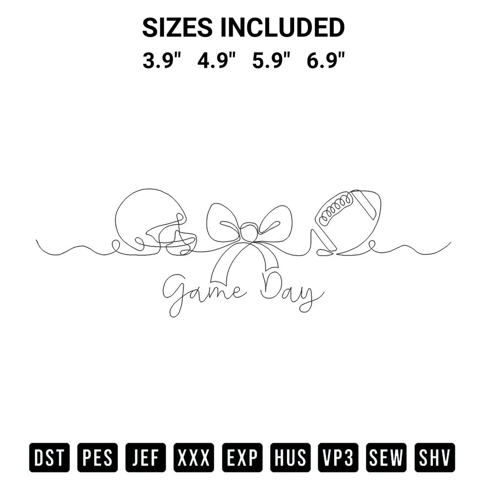 Create amazing crafts with the Game Day Helmet Football Bow Embroidery Design embroidery file. High-quality digital download from Designspacks.com, perfect for beginners and pros. Available sizes: 3.9", 4.9", 5.9", 6.9".