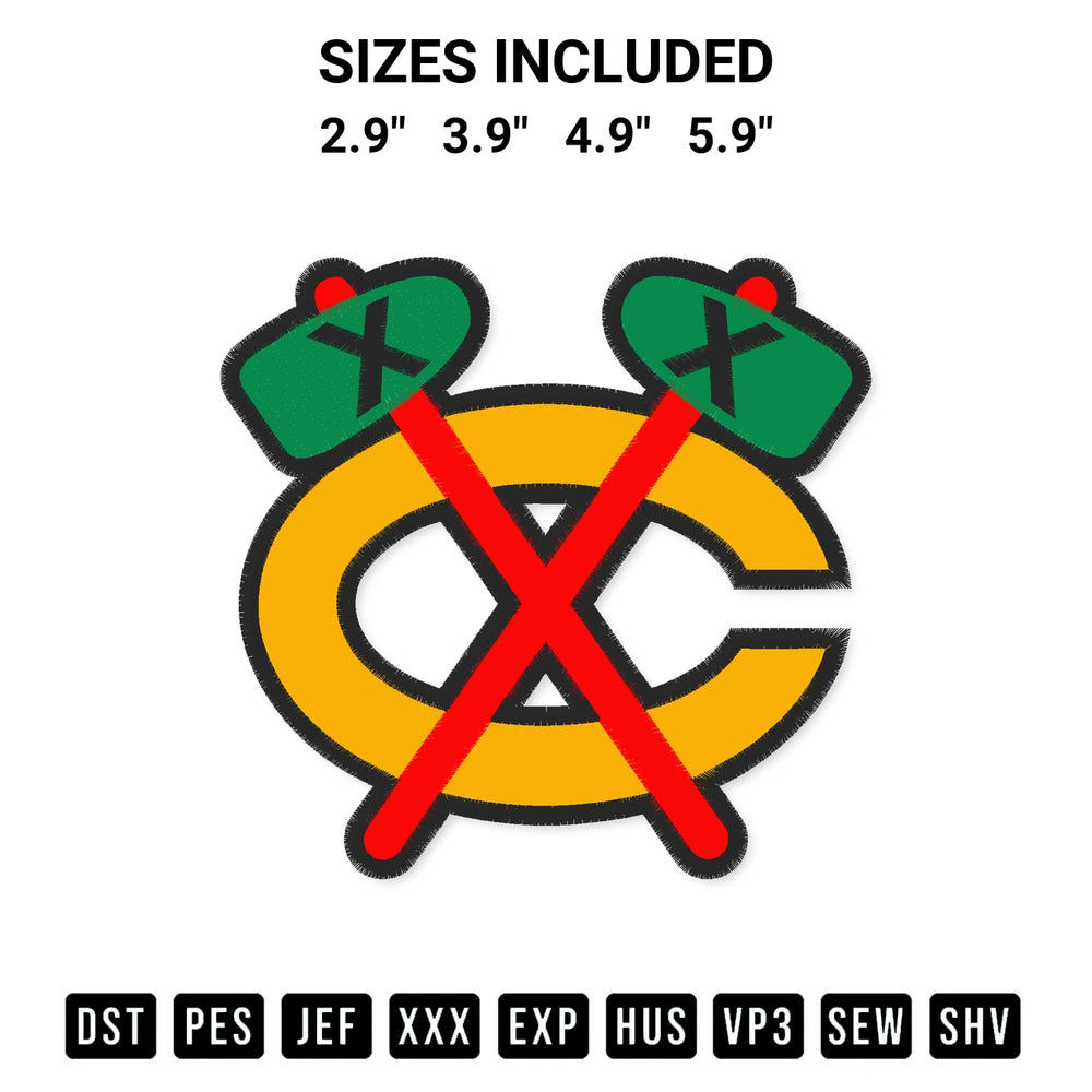 Get the Chicago Blackhawks Alternate Embroidery Design embroidery design for your custom crafts! Premium digitized files available for instant download at Designspacks.com. Available sizes: 2.9", 3.9", 4.9", 5.9".
