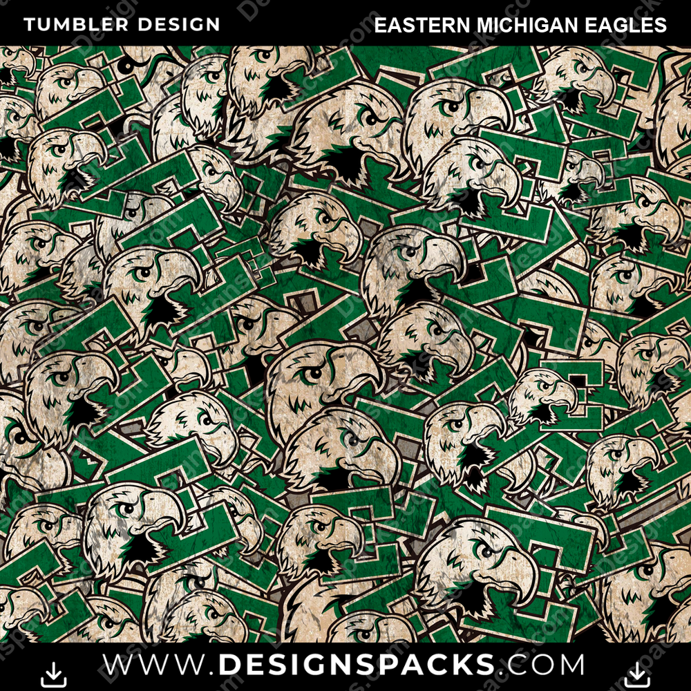College Sport Logo BG Eastern Michigan Eagles Tumbler Digital Wrap Design