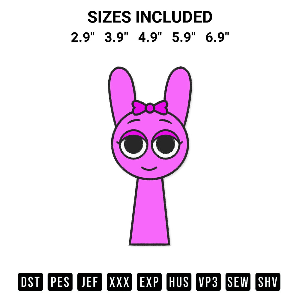 Shop the Pinki Incredibox Sprunki Embroidery Design machine embroidery pattern at Designspacks.com. Beautifully digitized for flawless stitching on any fabric. Available sizes: 2.9", 3.9", 4.9", 5.9", 6.9".